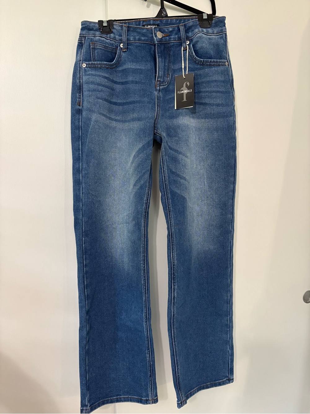 NWT Flamingals size medium (6-8) Women's Blue Straight-Leg Jeans
